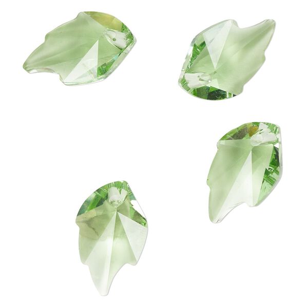 Drop 4pk transparent green, Celestial Crystal® 25x15.5mm leaf image number 0