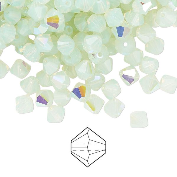 Bead 144pk chrysolite opal AB, Preciosa Czech crystal 5mm bicone image number 0