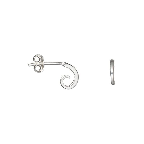 Earstud 1pkg2 sterling silver, 8mm / open loop / earnuts, 20 gauge 1 pair image number 0