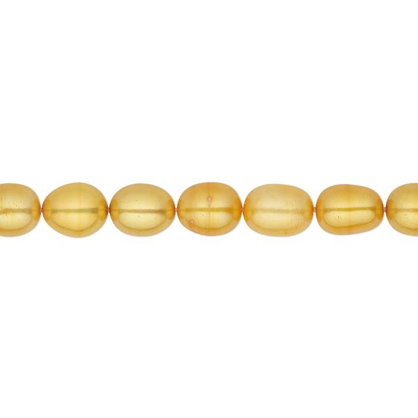 Pearl 1pkg1, cultured freshwater (dyed), copper, 5-6mm rice, C grade, Mohs hardness 2-1/2 to 4. 15-1/2 to 16 inch strand. image number 0