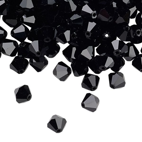 Bead 144pk jet, Preciosa Czech crystal 6mm bicone image number 0