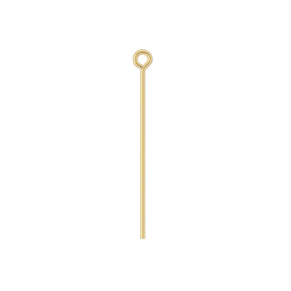 Eye pin, 14Kt gold-filled, 1-3/16 inches, 22 gauge. Sold per pkg of 10. image number 0