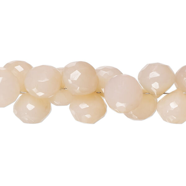 Peach chalcedony 1pkg1, hand-cut top-drilled faceted teardrop bead 8 inch 8-9mm image number 0