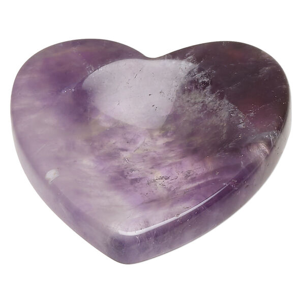Amethyst 1pkg1, hand-cut undrilled heart worry stone natural B grade, 47x43mm-52x47mm image number 0