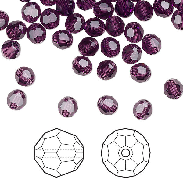 Bead 144pk amethyst, Crystal Passions® 5mm round 5000 image number 0