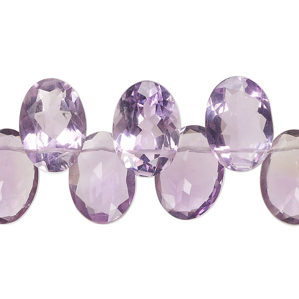 Amethyst 1pkg1, hand-cut top-drilled faceted puffed flat-sided oval bead natural B+ grade, 13 inch 14x9mm-14x10mm image number 0