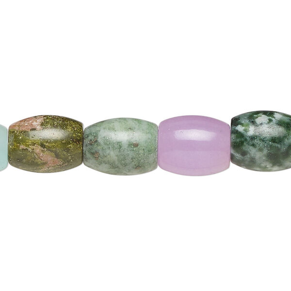 Bead, multi-gemstone (natural/dyed/manmade), mixed colors, 11x9mm barrel, Mohs hardness 3-7. Sold per 15-inch strand, approximately 35 beads. image number 0