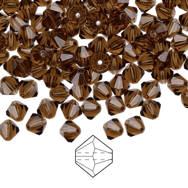 Bead 24pk smoked topaz, Preciosa Czech crystal 5mm bicone image number 0