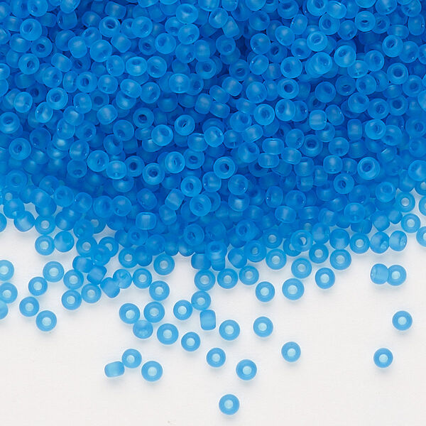 Seed bead, Dyna-Mites™, glass, pkg/1/2kg, #11 round, translucent matte turquoise blue, (15MA 11/0 RR). image number 0