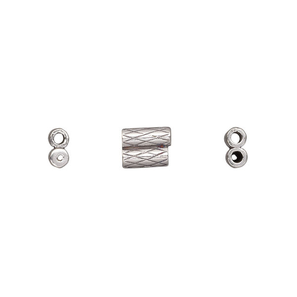 Clasp JBB Findings slide 1pkg1 sterling silver, 7.5x6mm textured double-round tube, set of 2 antiqued image number 0
