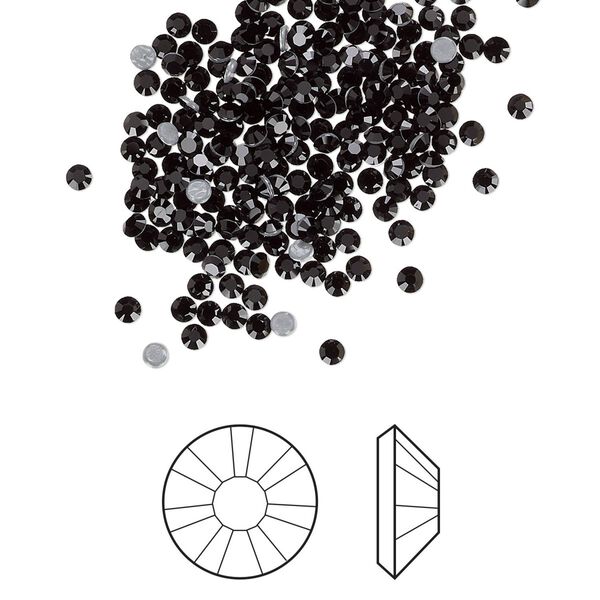 Flat back 144pk jet foil back, Crystal Passions® hotfix rhinestone 1.9-2.1mm rose round SS6 2038HF image number 0