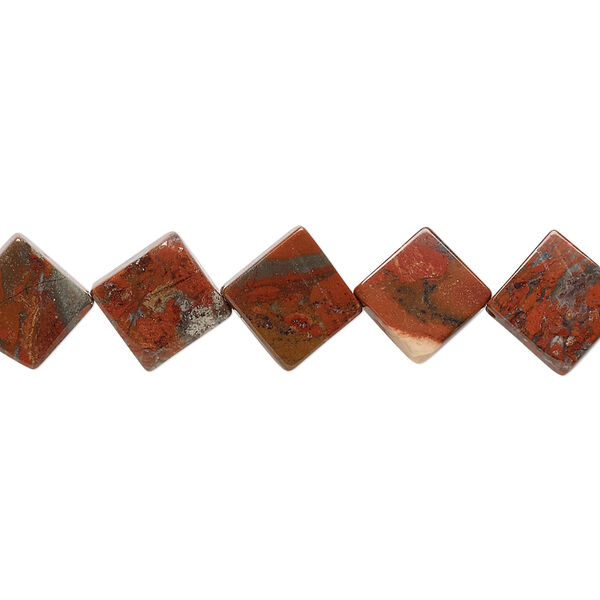 Brecciated jasper 1pkg1, flat diamond bead natural 15.5-16 inch 10mm image number 0