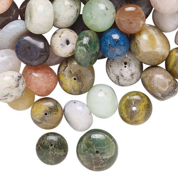 Multi-gemstone 1pkg1, hand-cut rondelle bead 2 oz mix 7x5mm-14x8mm image number 0