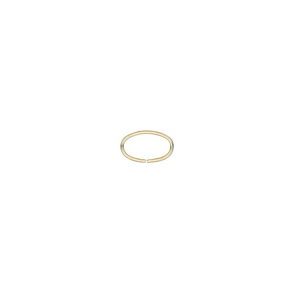 Jump ring, gold-plated brass, 8x5mm oval, 6.9x3.9mm inside diameter, 24 gauge. Sold per pkg of 100. image number 0