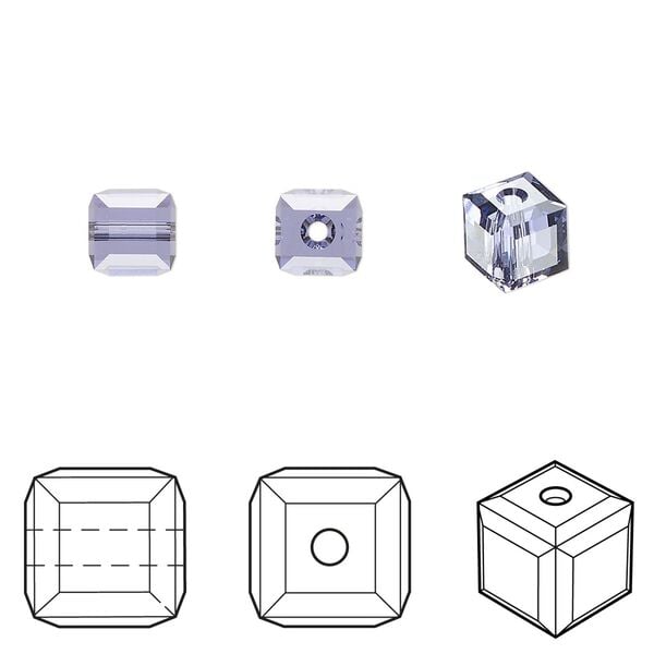 Bead 6pk tanzanite, Crystal Passions® 6mm cube 5601 image number 0