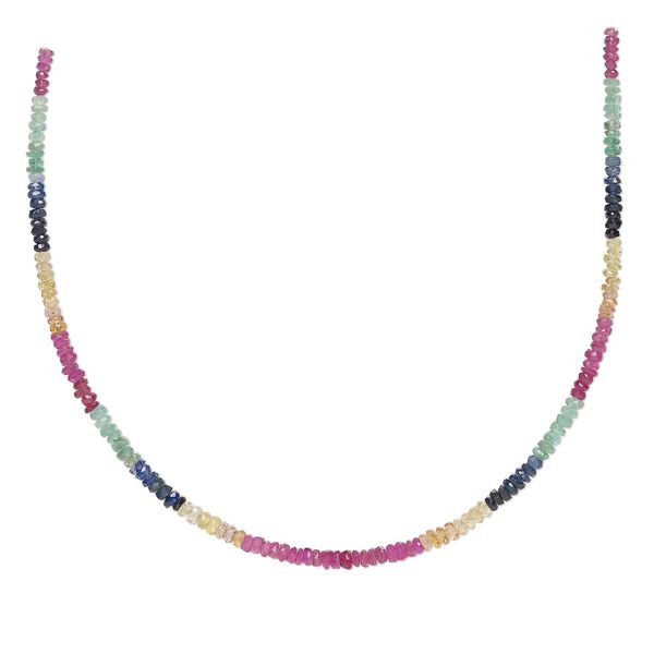 Multi-sapphire / emerald 1pkg1, hand-cut faceted rondelle bead 8 inch 2x1mm-3.5x2.5mm image number 0