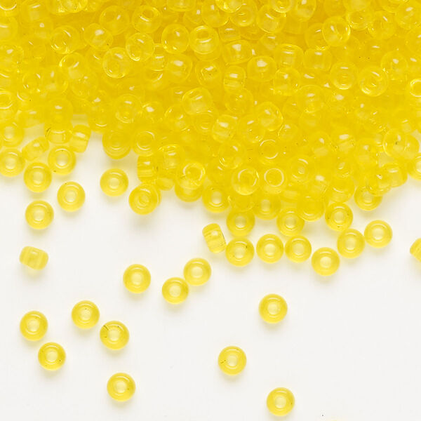 Seed bead, Miyuki, glass, pkg/250g, #8 rocaille, transparent yellow (RR-136). image number 0