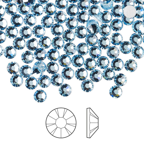 Flat back 1440pk aquamarine foil back, Preciosa MAXIMA Czech crystal hotfix rhinestone 3.8-4mm chaton rose round SS16 image number 0