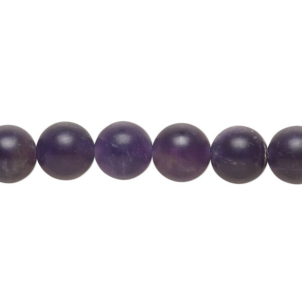 Amethyst 1pkg1, matte round bead natural B grade, 8 inch 8mm image number 0