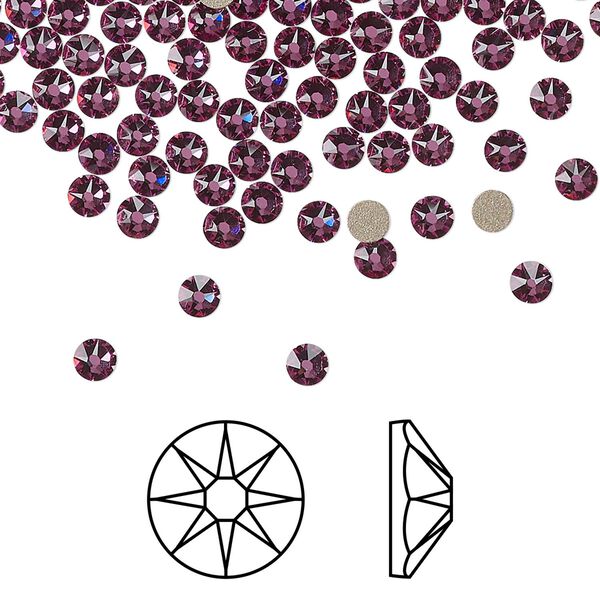 Flat back 144pk dark rose foil back, Crystal Passions® 3-3.2mm rose round SS12 2088 image number 0