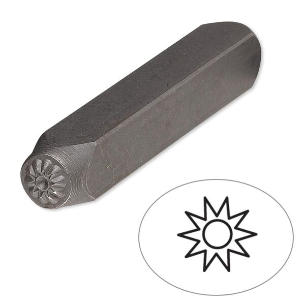 Stamp punch, tempered chrome vanadium steel, 6mm sun, 2-3/4 x 3/8 inches. Sold individually. image number 0