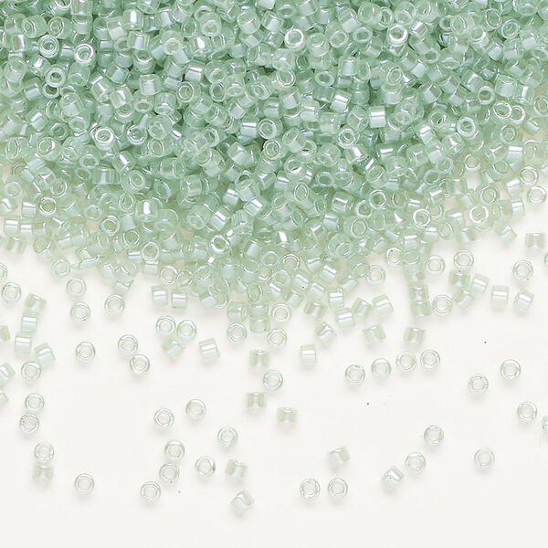 Seed bead, Delica®, glass, pkg/7.5g, #11 round, translucent glazed luster mint (DB-1483-1). image number 0
