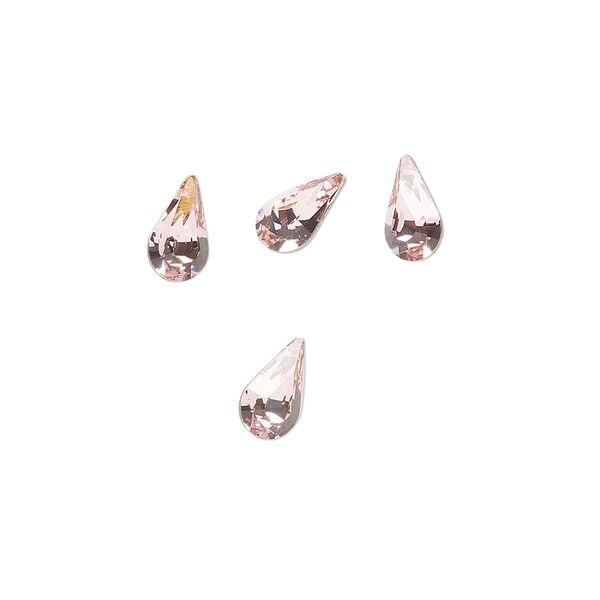 Fancy stone 4pk light rose foil back, Crystal Passions® 8x4.8mm pear 4328 image number 0