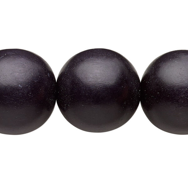 Bead, Taiwanese cheesewood (dyed / waxed), black, 19-20mm round. Sold per 15-1/2" to 16" strand. image number 0
