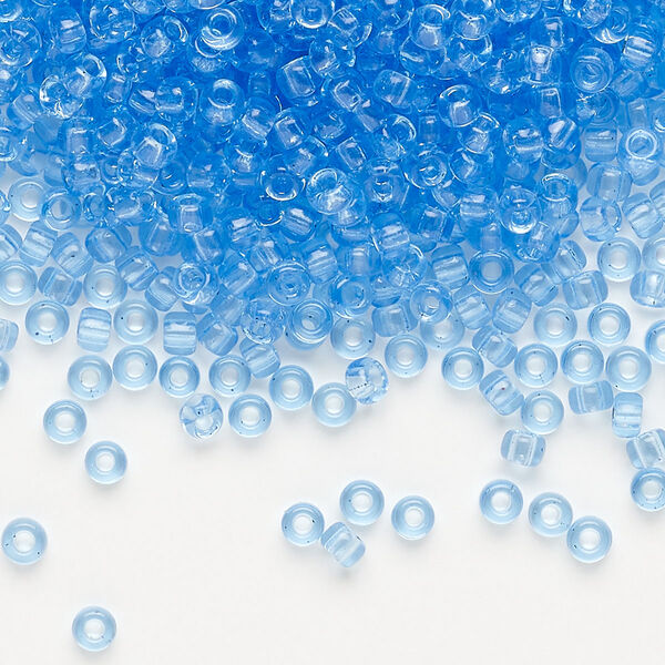 Seed bead, Miyuki, glass, pkg/50g, #8 rocaille, transparent cornflower blue (RR-159). image number 0