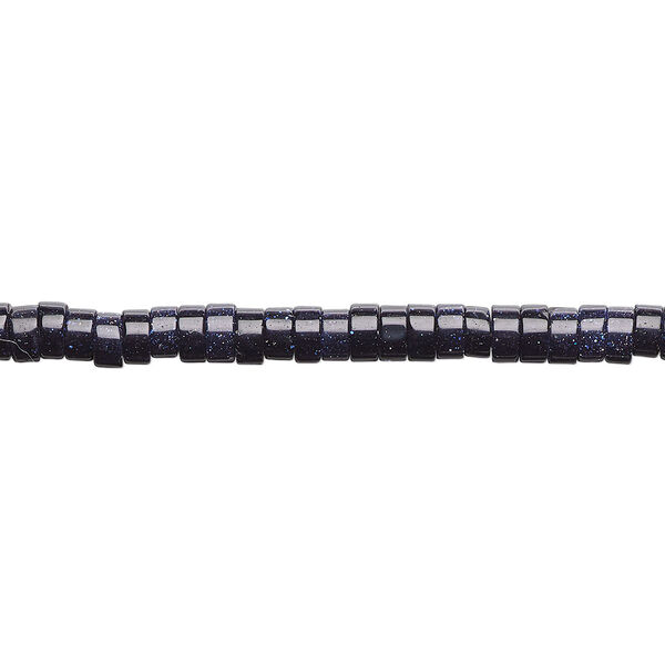 Bead, blue goldstone (glass) (man-made), 4x2mm heishi. Sold per 15-1/2" to 16" strand. image number 0