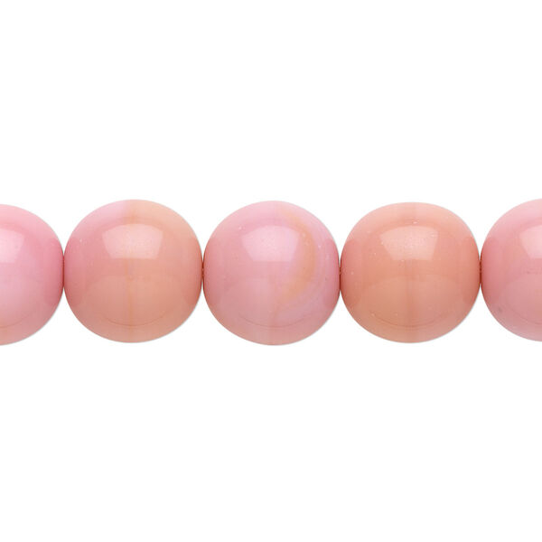Bead, Czech glass druk, opaque pink, 12mm round. Sold per 15-1/2" to 16" strand. image number 0