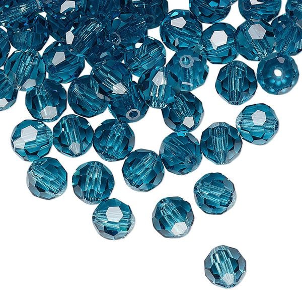 Bead 288pk indicolite, Preciosa Czech crystal 6mm round image number 0