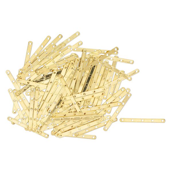 Spacer bar, antique gold-finished steel, 27x3mm 5-strand, fits up to 6mm round beads. Sold per pkg of 100. image number 0