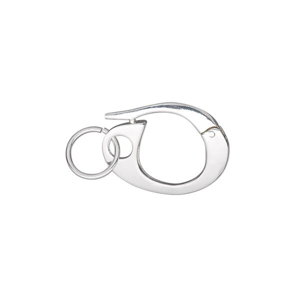 Clasp, hinged hook, sterling silver, 19x14.5mm kidney with jump ring. Sold individually. image number 0