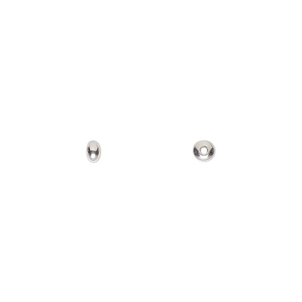 Bead, sterling silver, 3x2mm smooth saucer. Sold per pkg of 10. image number 0