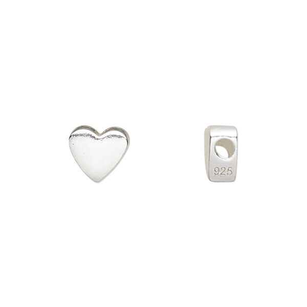 Bead, sterling silver, 4mm top-drilled flat heart. Sold per pkg of 2. image number 0