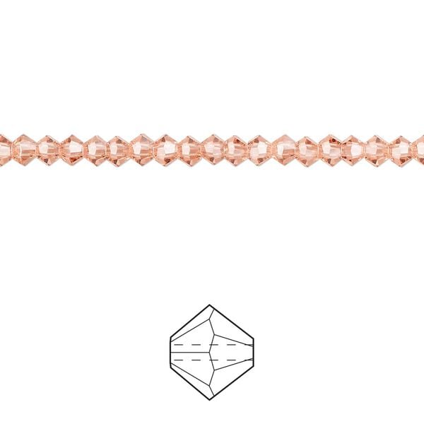 Bead 48pk rose peach, Preciosa Czech crystal 3mm bicone image number 0