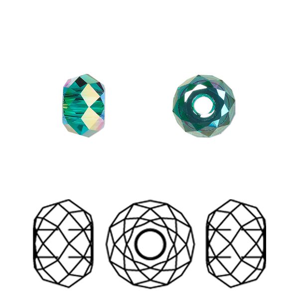 Bead 216pk emerald shimmer 2X, Swarovski® 8x5.3mm briolette XL hole 5042 image number 0