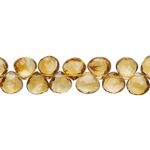 Golden citrine 1pkg1, hand-cut top-drilled faceted puffed teardrop bead 8 inch 6-7mm image number 0