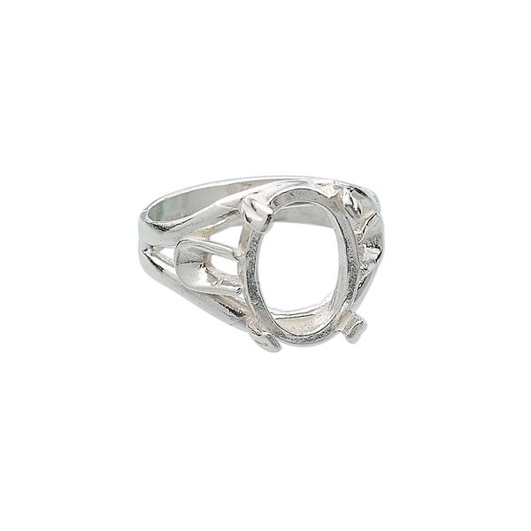 Ring, sterling silver, branch band with 14x10mm 4-prong oval setting, size 8. Sold individually. image number 0