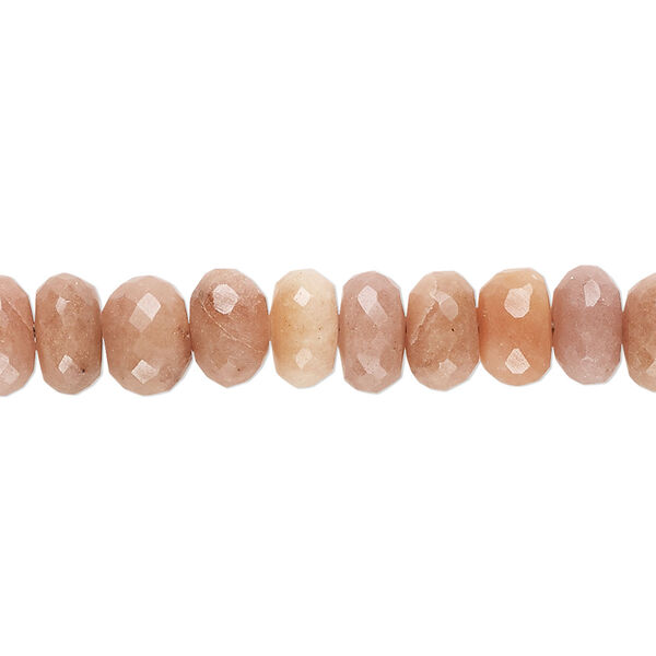 Peach aventurine 1pkg1, hand-cut faceted rondelle bead natural 14 inch 7x5mm-9x6mm image number 0