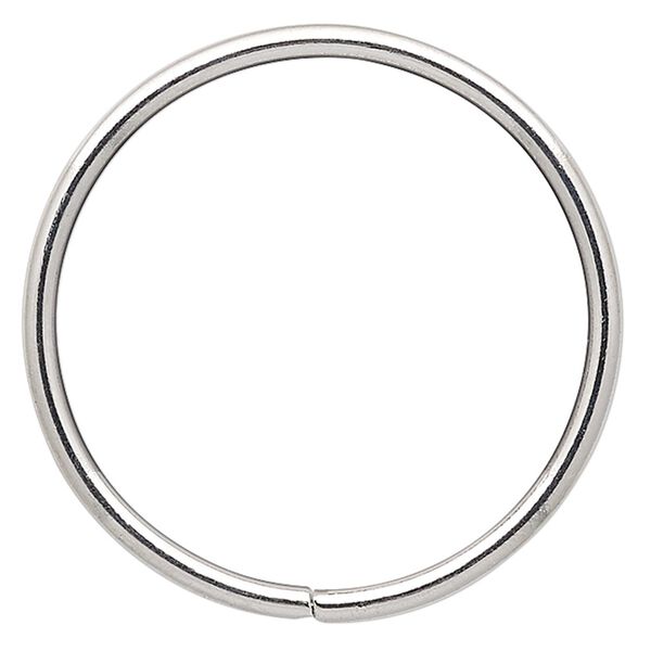 Beading hoop, imitation rhodium-plated steel, 2-inch closed round. Sold per pkg of 4. image number 0