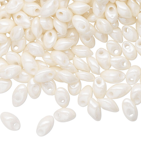 Seed bead, Miyuki, glass, pkg/10g, 7x4mm long magatama, opaque luster cream pearl (LMA-421). image number 0