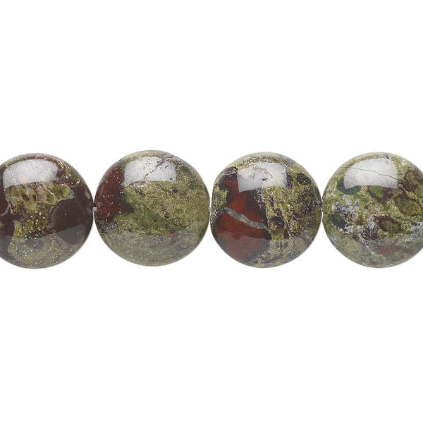 Dragon blood jasper 1pkg1, puffed flat round bead natural B grade, 15.5-16 inch 12mm image number 0