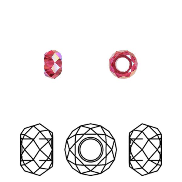 Bead 288pk scarlet shimmer 2X, Swarovski® 6x3.75mm briolette XL hole 5042 image number 0