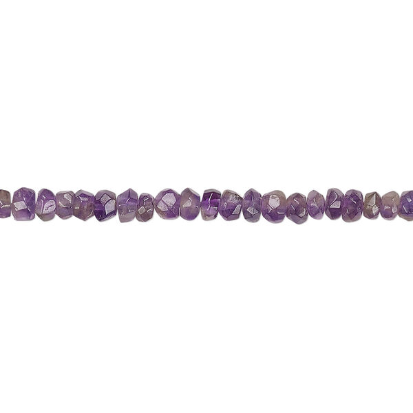 Bead, amethyst (natural), medium to dark, 3x2mm-4x3mm hand-cut faceted rondelle, C+ grade, Mohs hardness 7. Sold per 13-inch strand. image number 0