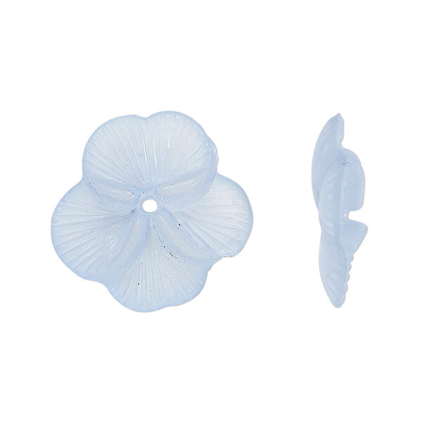 Component, acrylic, translucent frosted light blue, 20x5mm flower. Sold per pkg of 100. image number 0