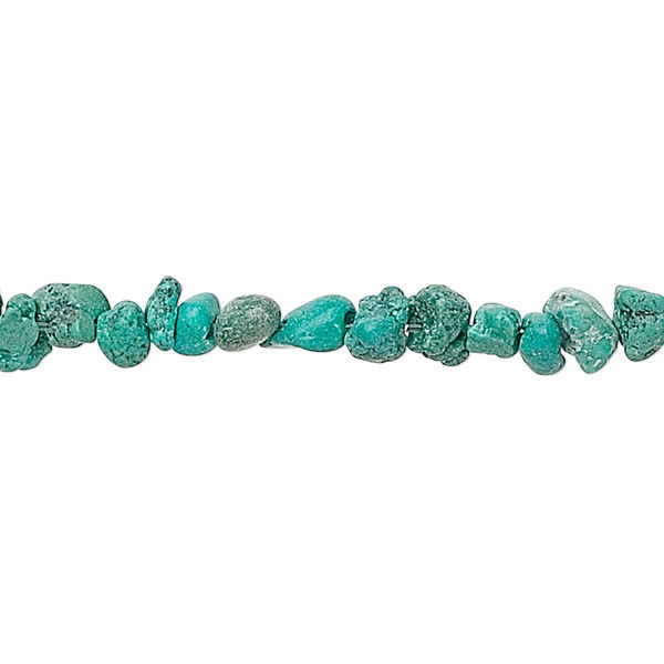 Bead, turquoise (dyed / stabilized), blue, small chip, Mohs hardness 5 to 6. Sold per 15-1/2 to 16-inch strand. image number 0