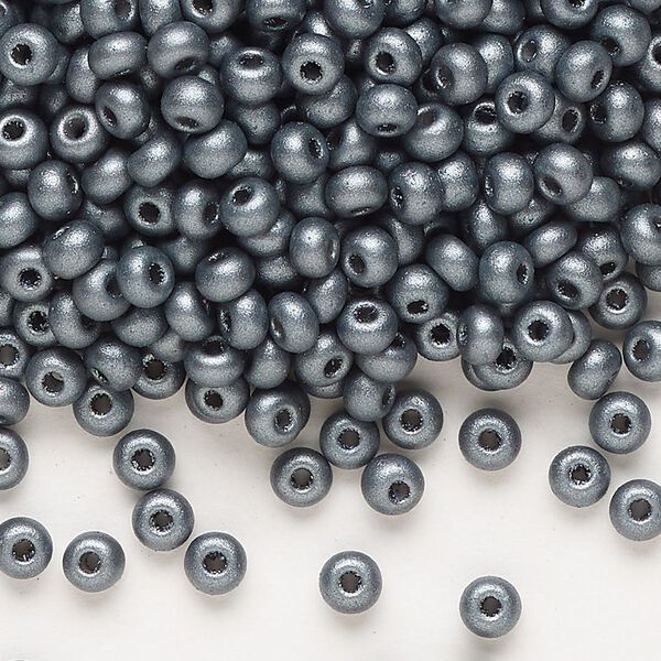 Seed bead, Preciosa Ornela Czech glass, pkg/500g, #6 rocaille, opaque PermaLux dyed black chalkwhite, (22022). image number 0