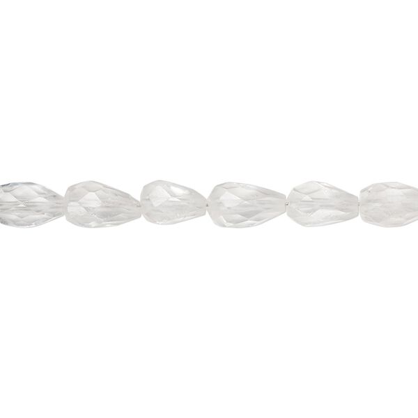 Quartz crystal 1pkg1, hand-cut faceted teardrop bead natural 6 inch 8x5mm-10x6mm image number 0
